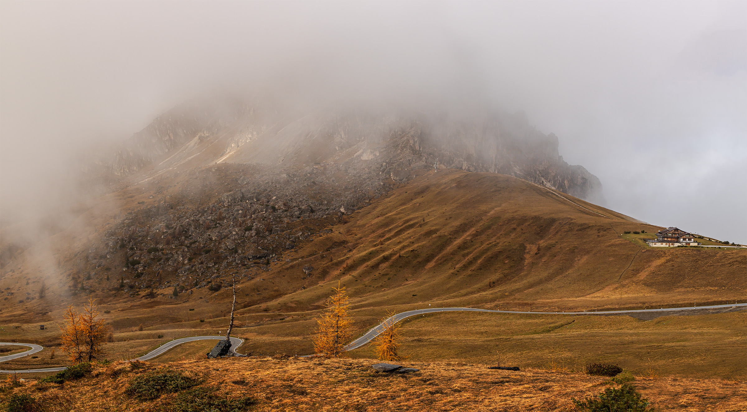 Back from the Dolomites - The peaks of the mountain disappeared in the fog