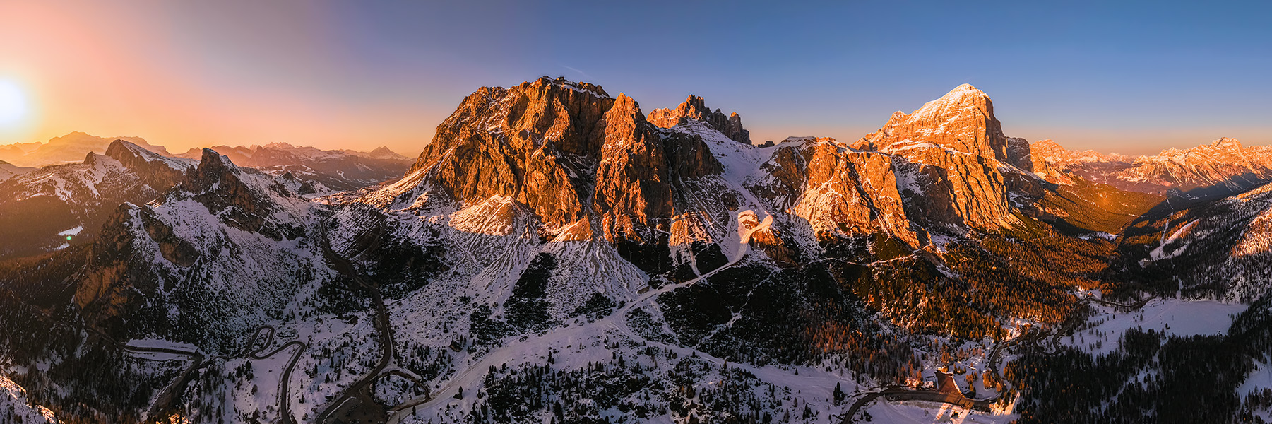 Panoramic View of Passo Falzarego and Lagazuoi